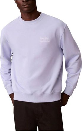 Calvin Klein Jeans Hoodies & sweatvesten, Heren, Paars, M, Katoen, Crewneck Sweatshirt