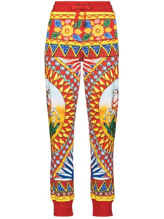 Dolce & Gabbana Caretto print jogging trousers - women - Cotton - 40 - Red