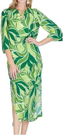 Jade Yoga Lace Up Maxi Dress In Bold Vines