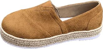 Generic Womens Casual Shoes Comfortable Round Toe Flats Stylish Classic Versatile Breathable Comfortable Slip On Flat Shoes Walking Work Khaki