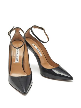 Aquazzura Love Affair pointed-toe patent-leather pumps - women - Patent Calf Leather/Calf Leather/Calf Leather - 36.5 - Black