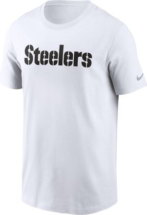 Nike Pittsburgh Steelers Primetime Wordmark Essential Nike Mens NFL T-Shirt in White | N19910A7L-NNM