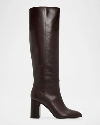 Stuart Weitzman 85mm Mulberry Leather Knee-High Boots