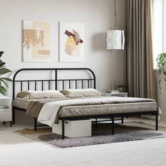 vidaXL Estructura Cama Sin Colch&oacute;n Con Cabecero Metal Negro 180x200 Cm Vidaxl
