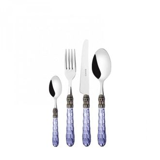 Bugatti Set posate 24 pezzi in scatola Gallery Cristallo ghiera argento antico Blu Trasparente Bugatti