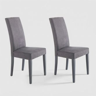 Oresteluchetta 2 Sillas Tapizadas De Microfibra Para Comedor Made In Italy Midland - Gris