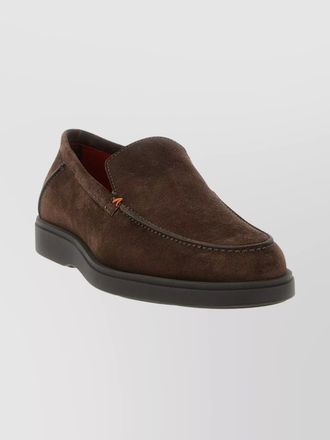 Santoni round toe suede loafers with rubber sole
