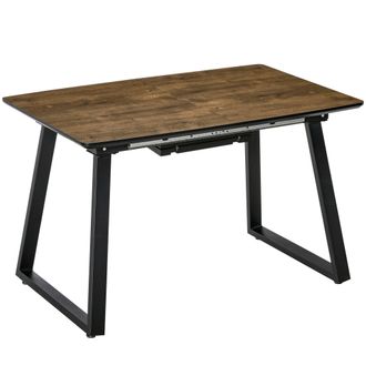 HOMCOM Extendable Dining Table Rectangular Wood Effect Tabletop with Steel Frame | TJ Hughes