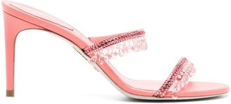 Rene Caovilla crystal-embellished sandals - women - Calf Leather - 36 - Pink