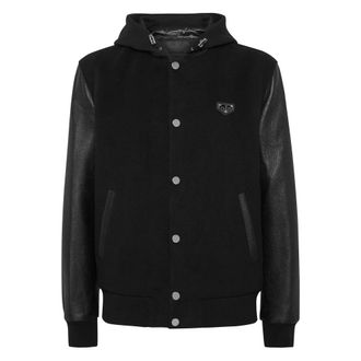 Philipp Plein Hooded Varsity Bomber Jacket - Heren - Bomber jackets - Zwart - XL - Katoen - Jassen