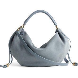 Madewell The Camren Gathered Suede Shoulder Bag in Serene Blue at Nordstrom
