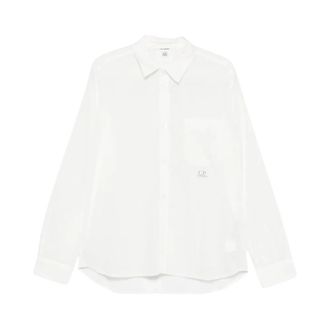 C.P. Company Lange Mouw in Muslin - Heren - Casual Overhemden - Wit - S - Katoen - Overhemden