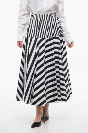 Patou Flared Midi Dress with Striped Motif size 38