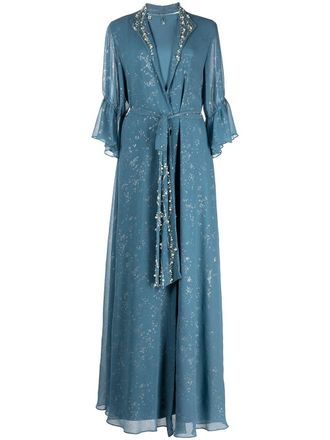 Amal Al Raisi Abendkleid mit Perlen - Blau