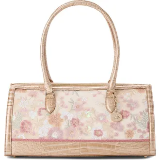 Brahmin Sophia Croc Embossed Leather Satchel in Whimsy Multi at Nordstrom