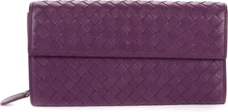 Bottega Veneta Pre-owned Womens Flap Continental Wallet - Purple - One Size