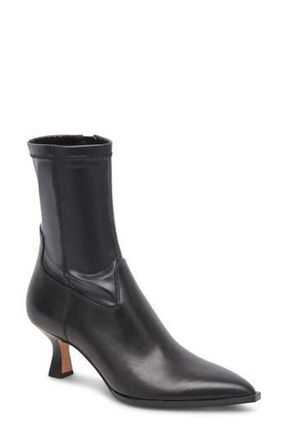 Dolce Vita Arya Pointed Toe Bootie in Black Leather at Nordstrom Rack, Size 6