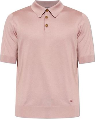 Dolce & Gabbana Zijden polo shirt met geborduurd logo - Heren - Polos - Roze - S - Tops