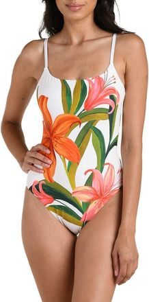 La Blanca Jungle Blossoms One-Piece Swimsuit in Orange Multi at Nordstrom, Size 10
