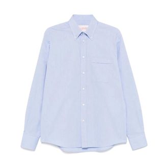 Valentino Garavani Casual Shirts, male, Blue, Size: 2XL Vlogo Signature Cotton Shirt