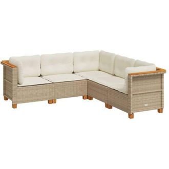 vidaXL Vidaxl - Set Divano da Giardino 5 pz con Cuscini Beige in Polyrattan