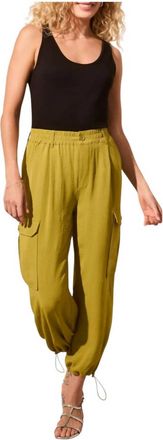 Tribal Flowy Pull-On Cargo Pant With Bungee Cord In Aloe Leaf