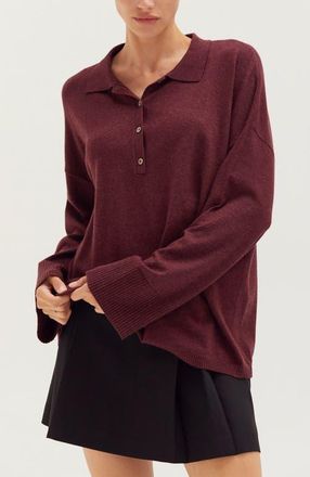 Crescent Polo Sweater Top in Cabernet at Nordstrom, Size Medium