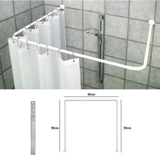 Trade Shop Trade Shop - Supporto Tenda Doccia In Acciaio Bianco Bagno 90x90x90 Bastone Asta Telaio Curvo