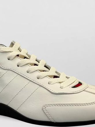 Gucci leather sneakers contrast sole stitch striped detail
