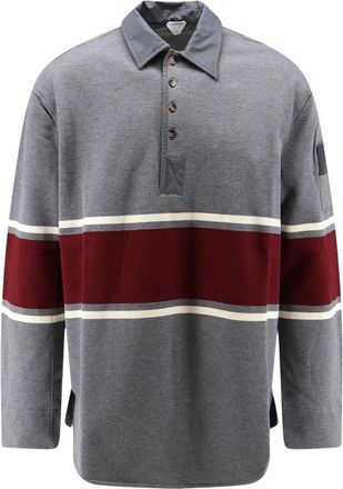 Bottega Veneta Gestreepte Katoenen Polo - Heren - Polos - Grijs - S - Katoen - Tops