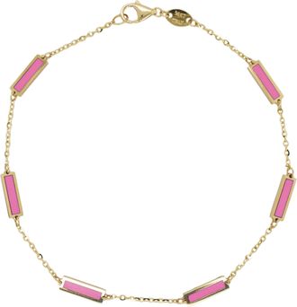 Italian Gold, Inc 14K Yellow Gold Station Bar Bracelet - Pink