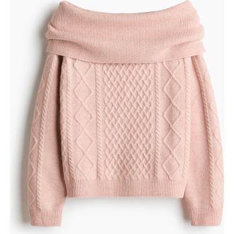 H&M Off-the-shoulder Jumper in Light Pink at Nordstrom, Size Xx-Small