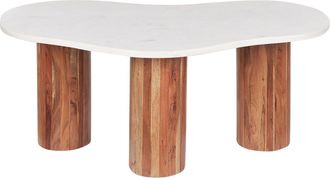 Beliani Mesa De Centro Moderna Minimalista Mueble De Sala De Estar Redonda Patas De Madera De Acacia Tablero De M&aacute;rmol Forma Ovalada Blanca Casablanca