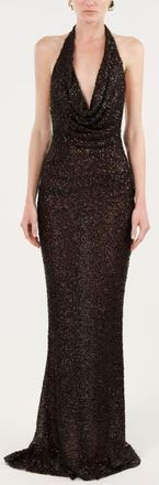 Nocturne Off-Shoulder Sequin Embellished Maxi Dress in Brown at Nordstrom, Size X-Small