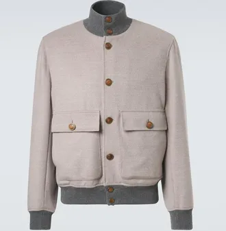 Brunello Cucinelli Cashmere-trimmed wool bomber jacket