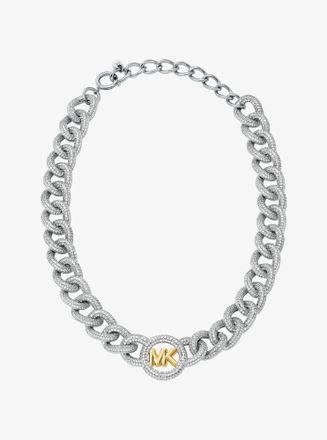 Michael Kors Pav&eacute; Logo Curb-Link Necklace