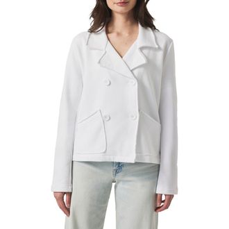 Splendid Double Breasted Cotton French Terry Blazer in White at Nordstrom, Size X-Small