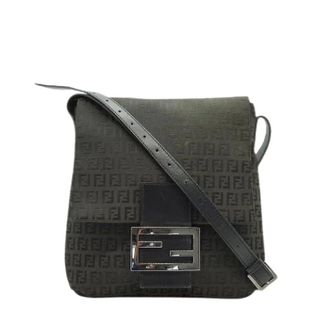 Fendi Pre-owned Cross Body Bags, female, Black, Size: ONE SIZE Pre-owned Zucchino Canvas Vertical Baguette Long Strap