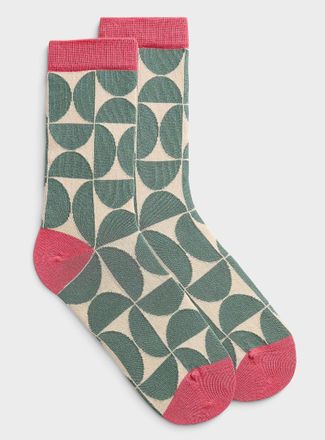 Simons Womens Contrast geometry socks