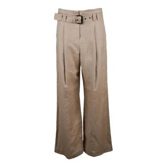 Eleventy Wide Trousers, female, Beige, Size: S Pantalone