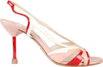 Prada Pre-owned Womens Tri-color Slingback Heel Sandals - 10s - Multicolour Leather - Size EU 38