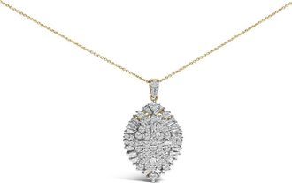 House of Brilliance 14K White and Yellow Gold 2.00 Cttw Diamond Cluster Pear Shaped Pendant Necklace at Nordstrom