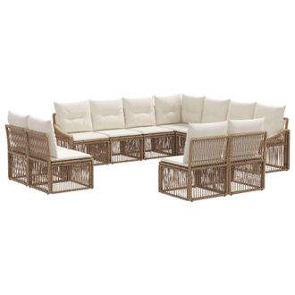 vidaXL Conjunto De Sof&aacute;s De Jard&iacute;n 11 Pcs Beige Rat&aacute;n Sint&eacute;tico Vidaxl