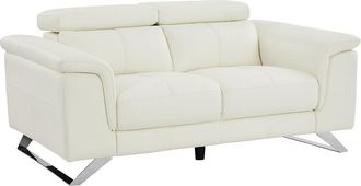 Vente-Unique Sof&aacute; de 2 plazas de piel de becerro blanco BREYT II