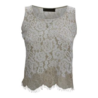 D.exterior Sleeveless Tops, female, White, Size: XS Embroidered Crop Top