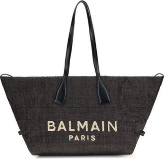 Balmain Black Raffia Shoulder Womens Bag