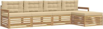 vidaXL Conjunto De Sof&aacute;s De Exterior 5 Uds. Y Beige Poli&eacute;ster Vidaxl