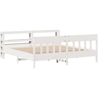 vidaXL Cama Sin Colch&oacute;n Madera Maciza De Pino Blanca 180x200 Cm Vidaxl