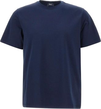 Herno Superfijn katoenen stretch T-shirt - Heren - T-shirts - Blauw - 2XL - Katoen - Tops