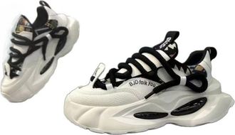 Generic Mens Shoes Fashion Printing Embroidery Platform Heightening Sports and Leisure Shoes, White and Black, 7.5-11.5